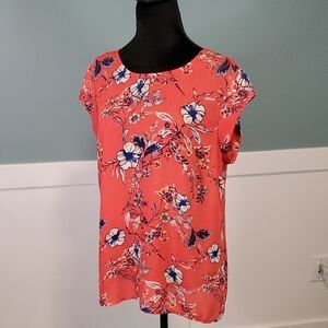 DR2 Deep Coral Floral Top M